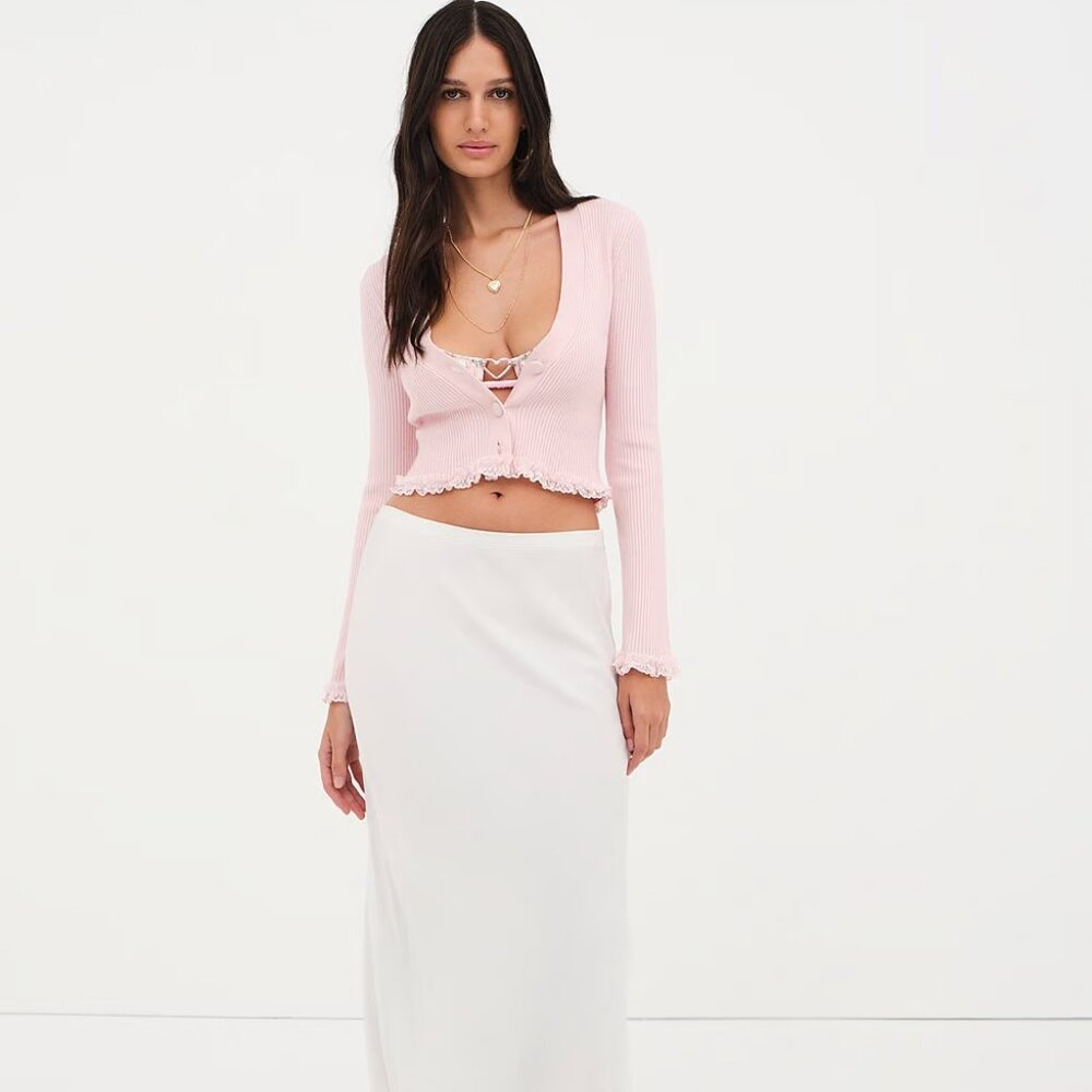 NWT! FOR LOVE & LEMONS x VICTORIA'S SECRET "Nina" Ribbed Crop Cardigan Sweater - Picture 3 of 3